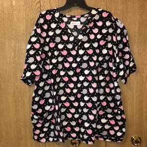 White Cross Pigs Scrub Top